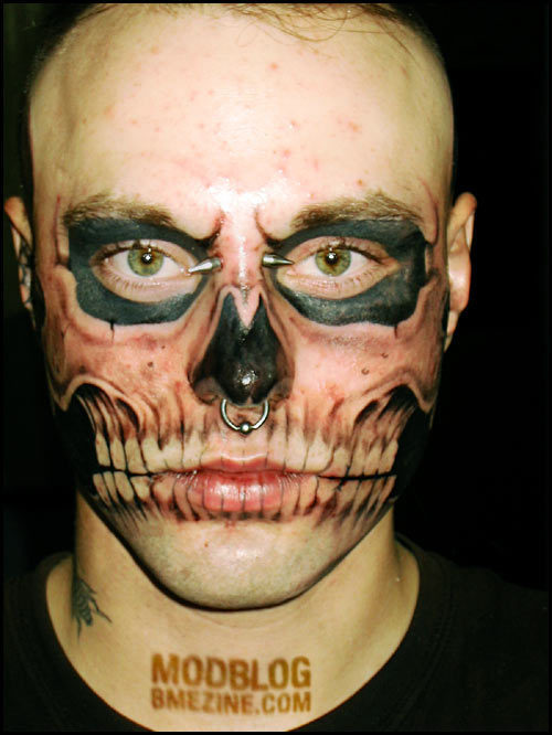 tattoo on face. http://whimsicalenglish.
